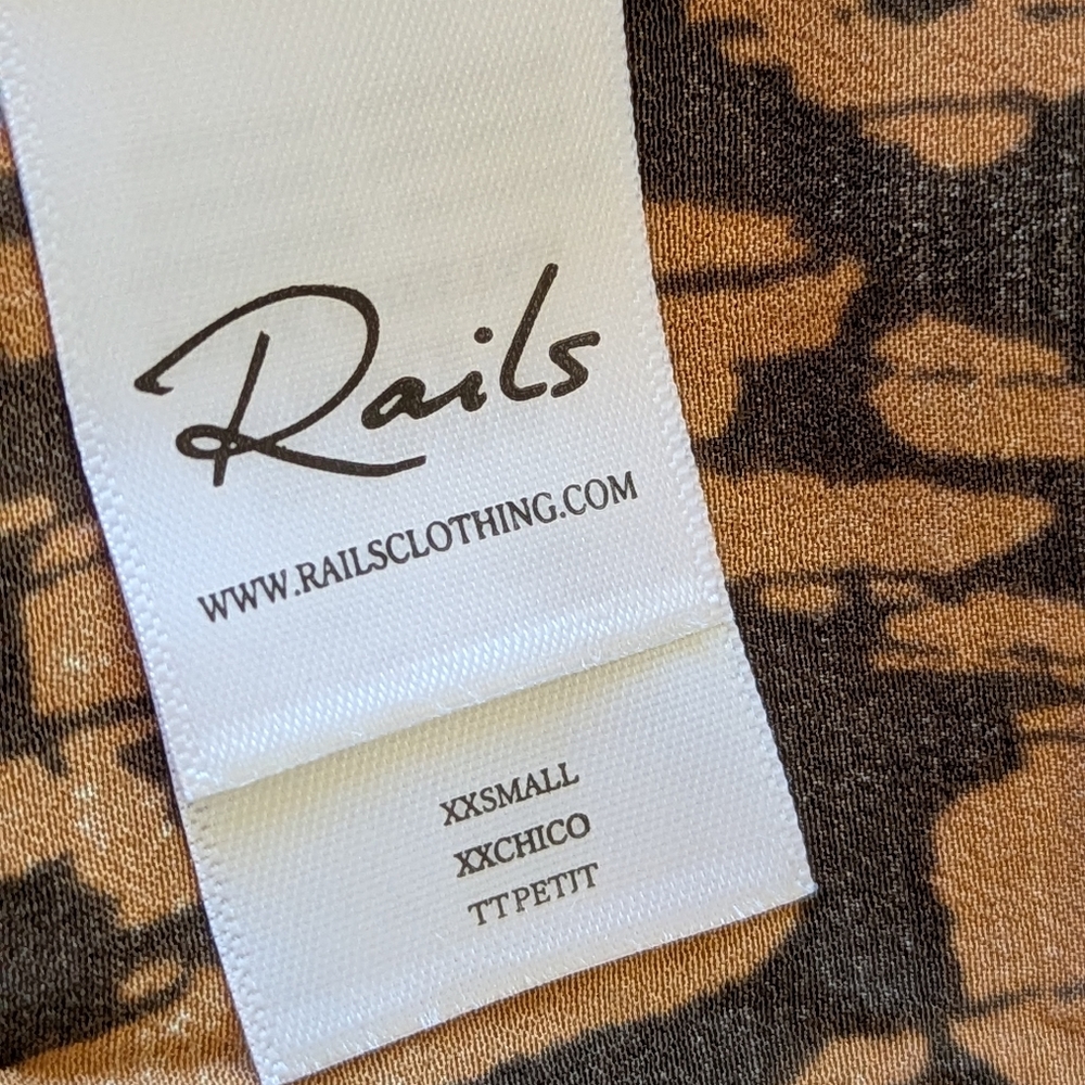 RAILS Maple Dress Batik Cheetah Leopard Print Tiered Boho Midi Button Front XXS‎ - Picture 7 of 15